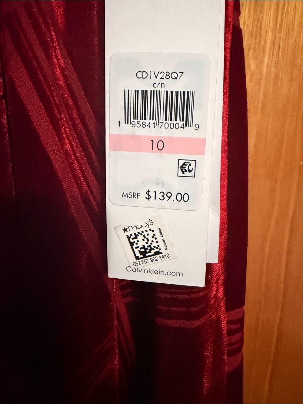 Calvin Klein Burgundy Velvet Wrap Midi Dress NWT size 10 - Picture 2 of 9